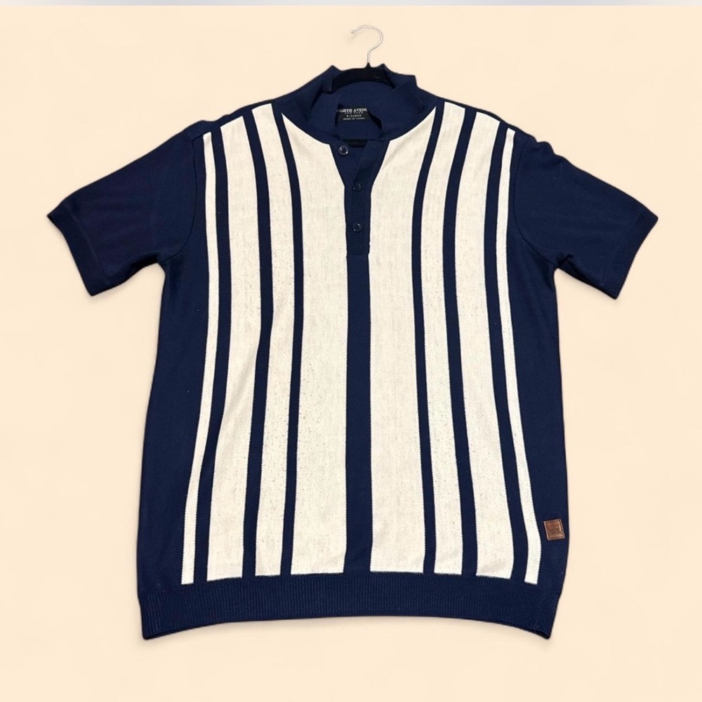 Classic Navy and White Striped Men's Sweater